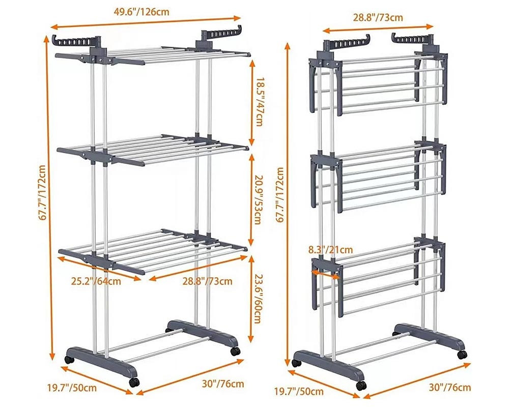 Foldable Clothes Drying Rack - Extra Large 4-Tier Air Drying Stand