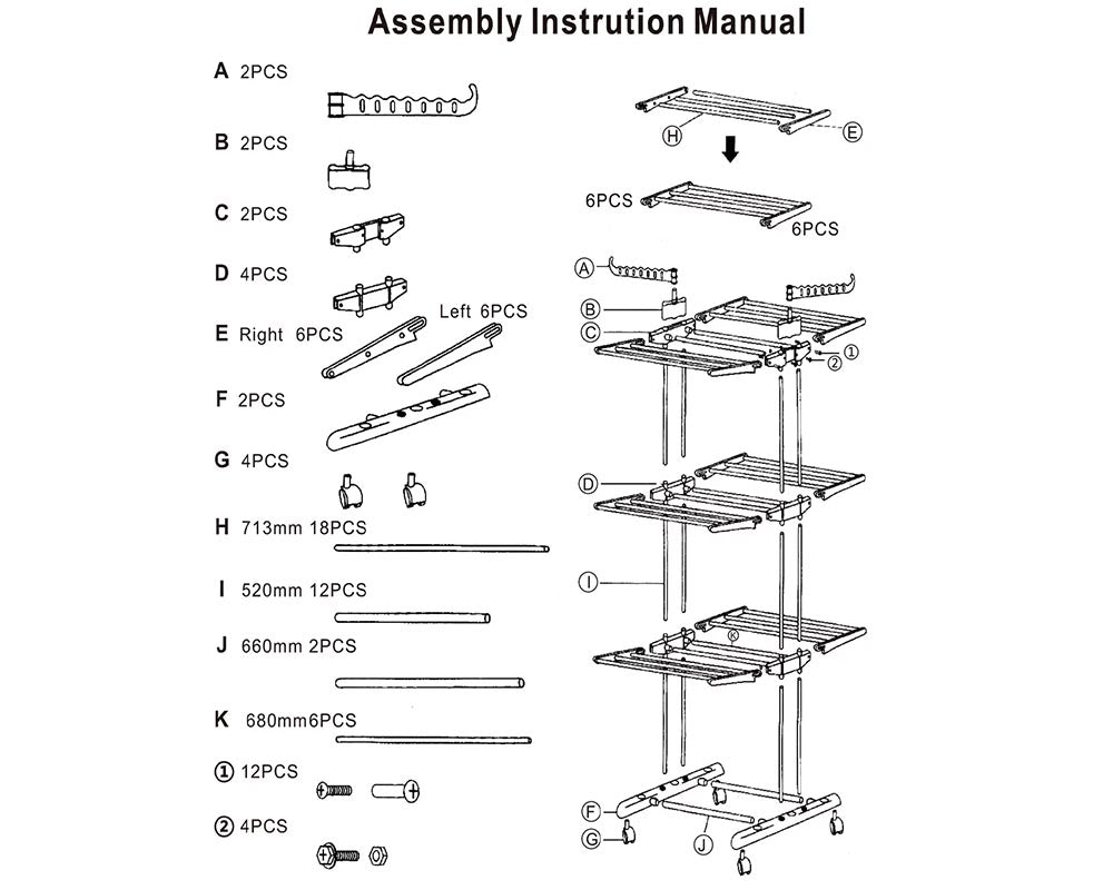 Foldable Clothes Drying Rack - Extra Large 4-Tier Air Drying Stand