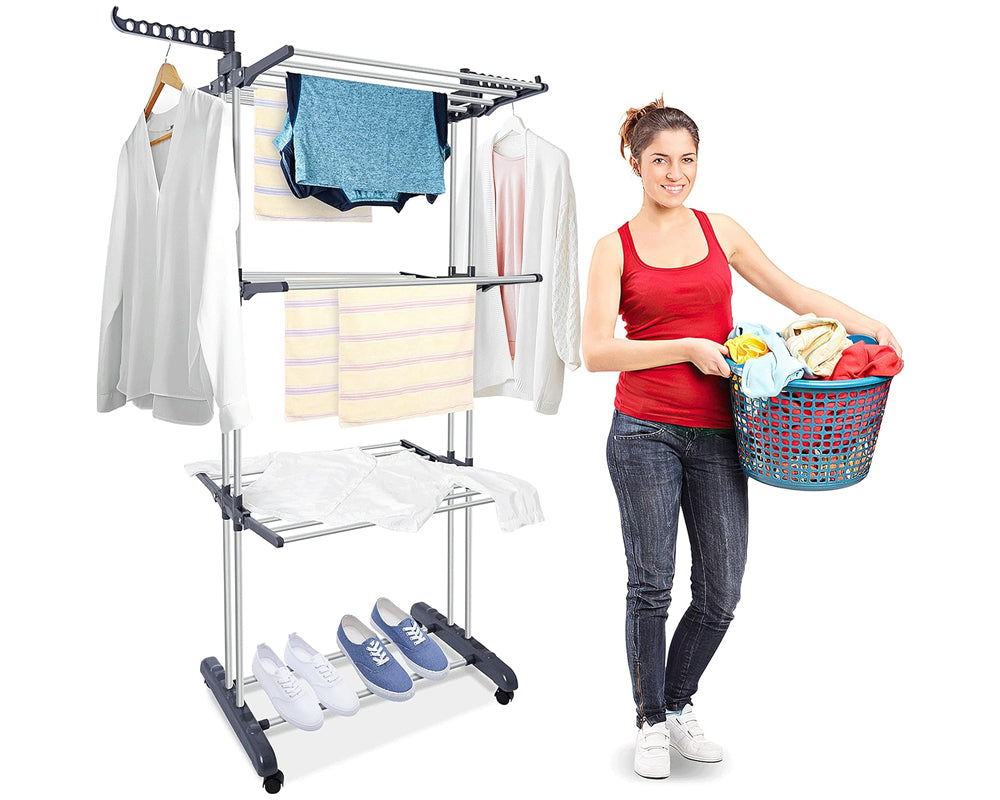 Foldable Clothes Drying Rack - Extra Large 4-Tier Air Drying Stand