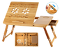 Laptop Stand – Bamboo Folding Laptop Stand with Cooling Fan for Bed Sofa Office