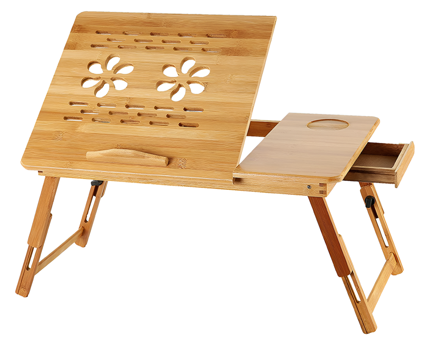 Laptop Stand – Bamboo Folding Laptop Stand with Cooling Fan for Bed Sofa Office