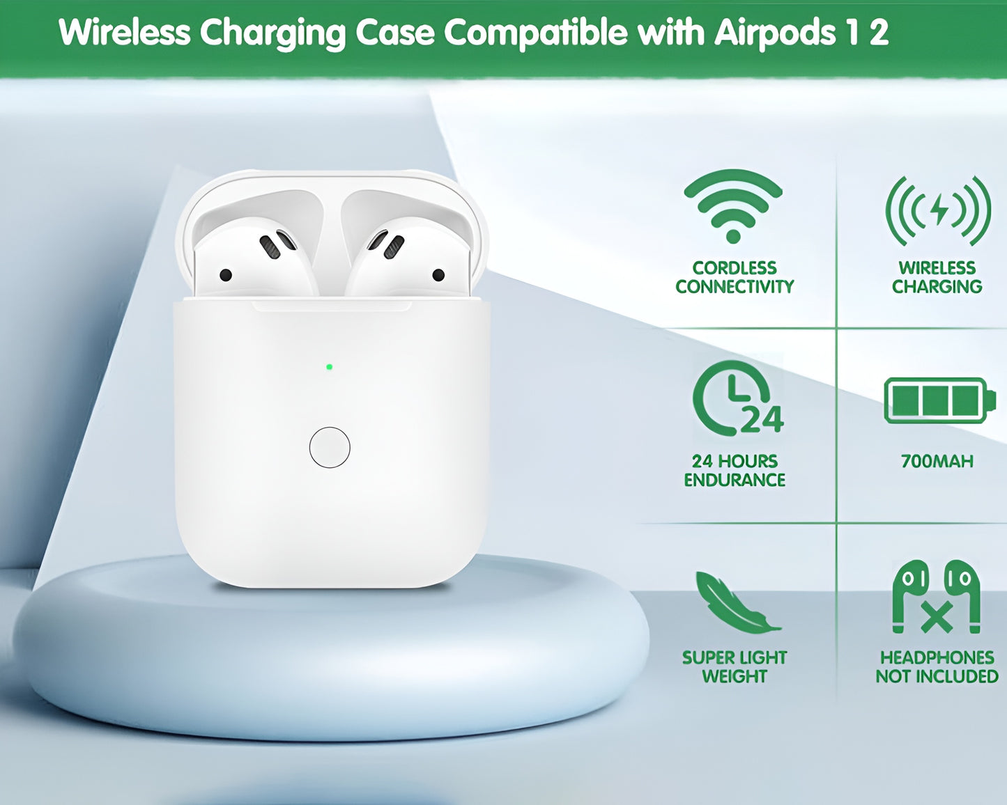 AirPods 1 and 2 Charging Case – Wireless Replacement Charging Case 700mAh