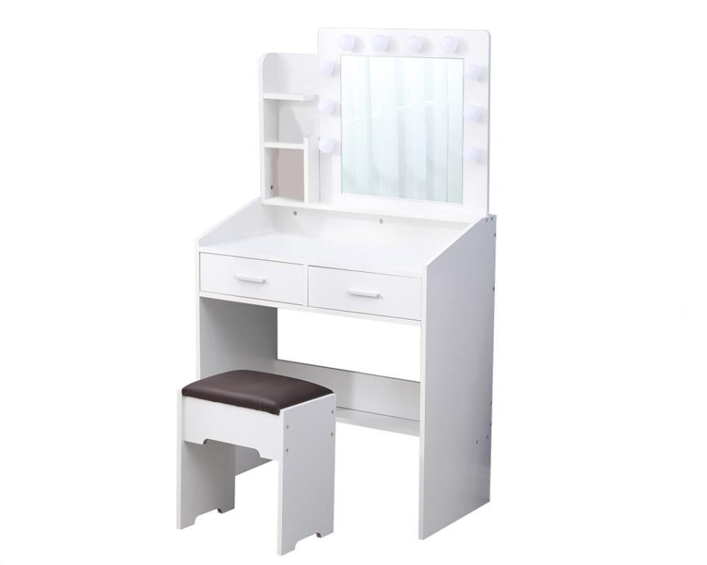 CURA Vanity Dressing Table with Lighted Mirror & Upholstered Stool
