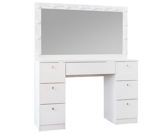CURA Vanity Dressing Table with Mirror & Lights – Makeup Table with Storage