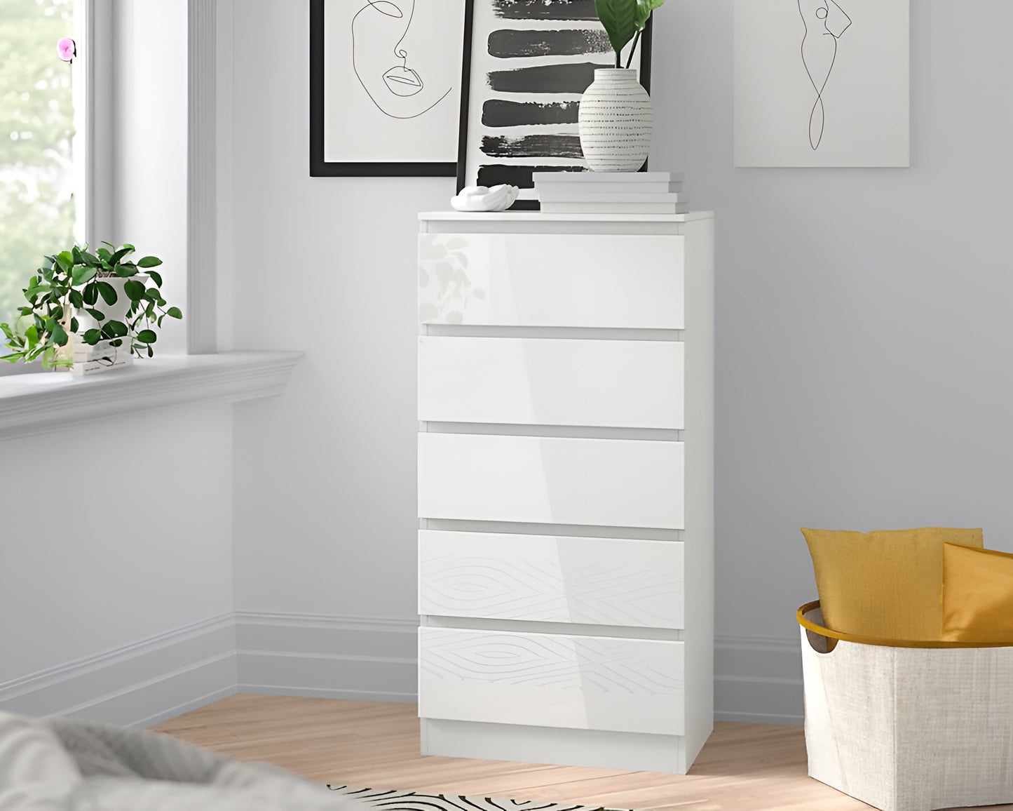 Tallboy Dresser 5 Chest Of Drawers Storage Cabinet