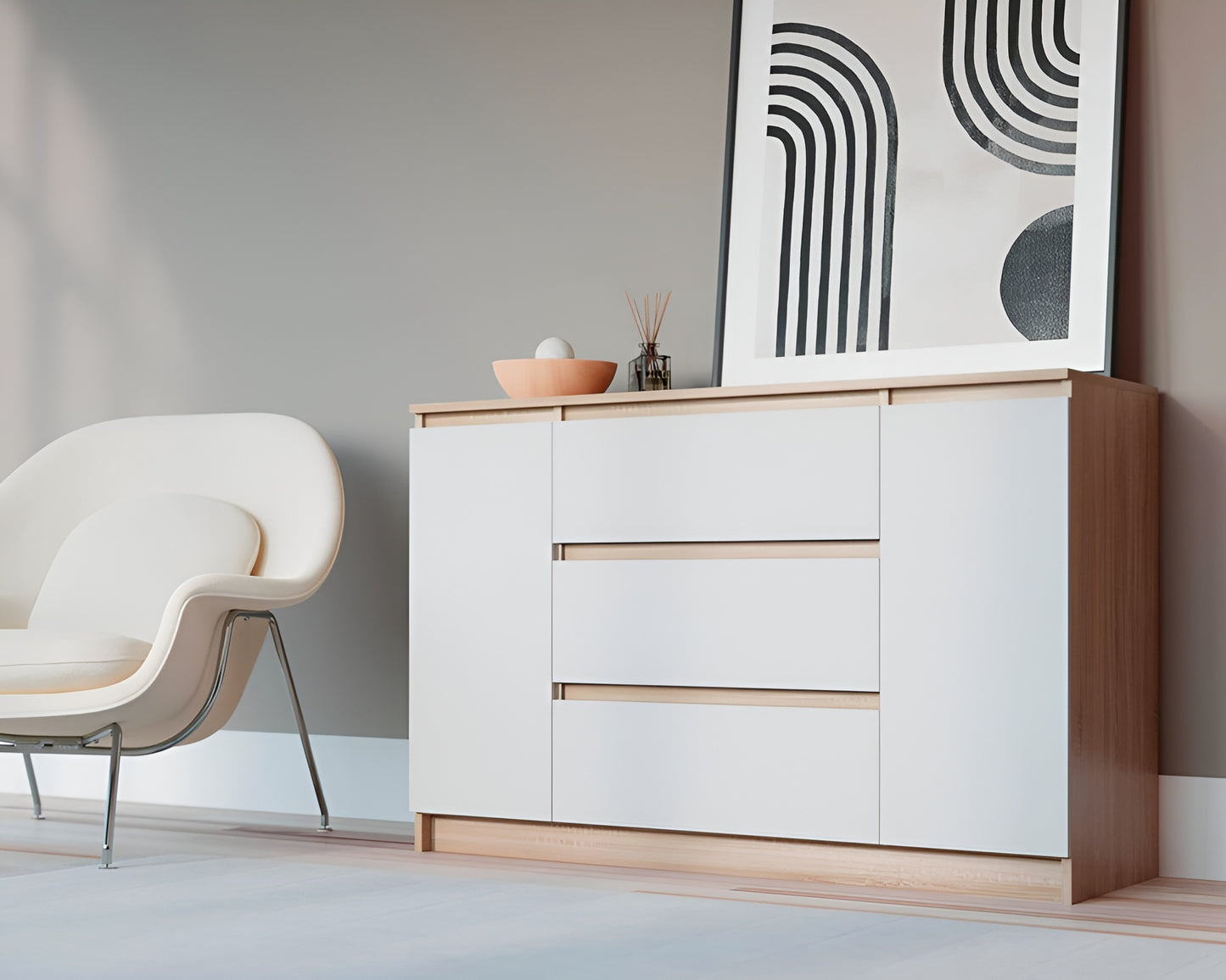 Modern Handle-Free Chest of Drawers – 140cm Storage Cabinet