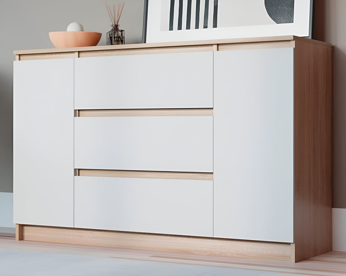 Modern Handle-Free Chest of Drawers – 140cm Storage Cabinet