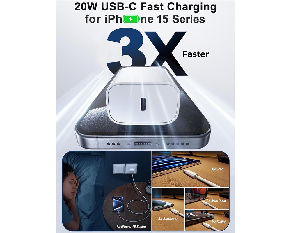 20W USB C Charger with 2 m USB C Cable