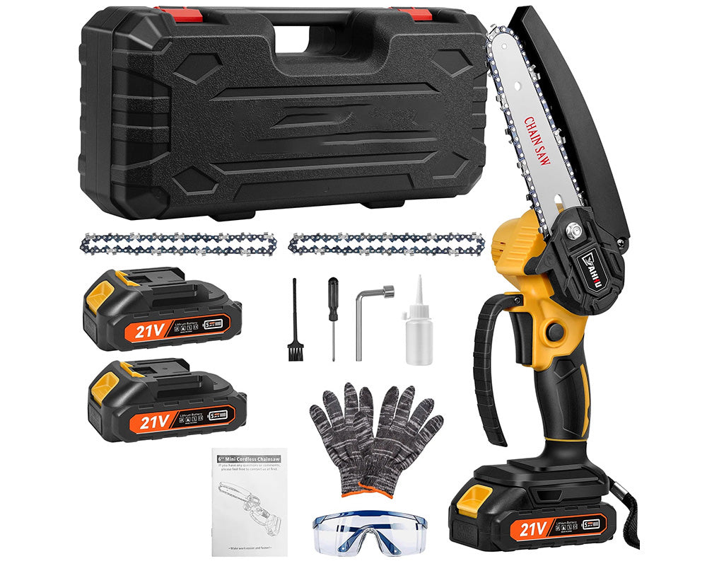 6Inch Mini Chainsaw with 21V Battery Cordless Handheld Electric Chainsaw