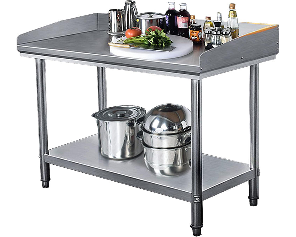 Stainless Steel Workbench Durable Food Prep Table with Backsplash Undershelf