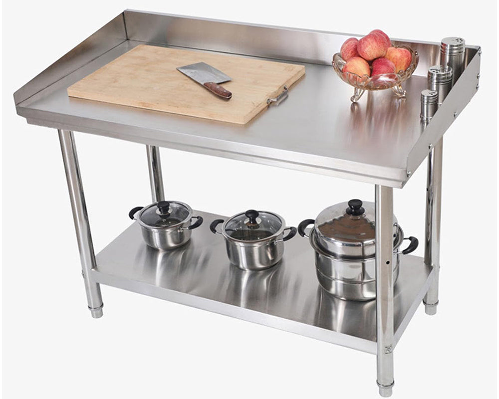 Stainless Steel Workbench Durable Food Prep Table with Backsplash Undershelf