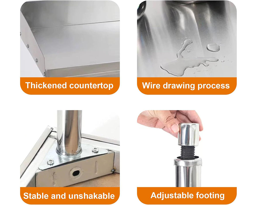 Stainless Steel Workbench Durable Food Prep Table with Backsplash & Undershelf