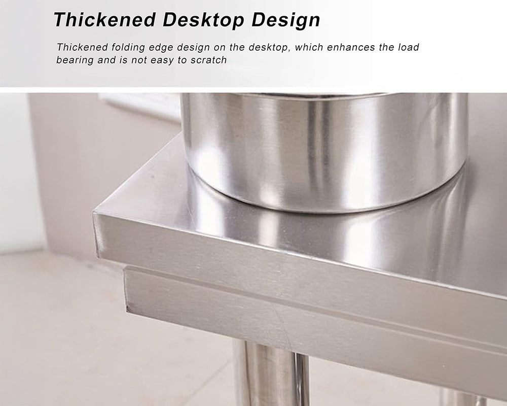 Stainless Steel Workbench Durable Food Prep Table with Backsplash & Undershelf