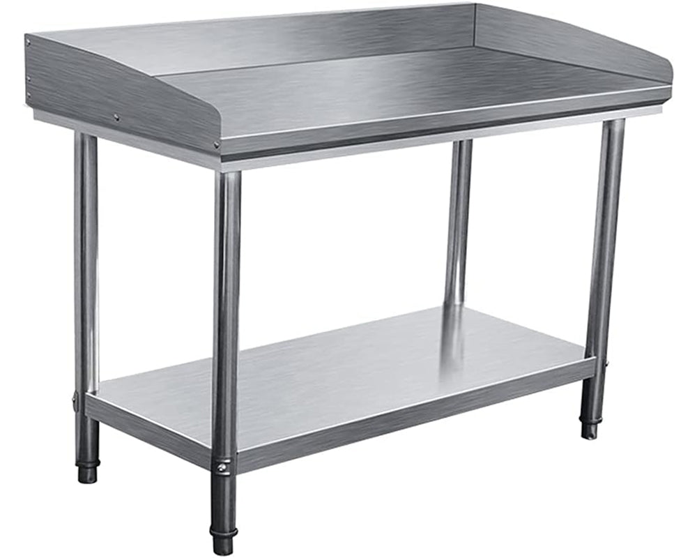 Stainless Steel Workbench Durable Food Prep Table with Backsplash & Undershelf