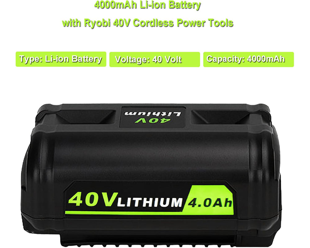 4.0Ah Battery Replacement for Ryobi 40V - Compatible with Ryobi OP4015 OP4040 OP4026A OP40201 OP4050A Cordless Power Tools