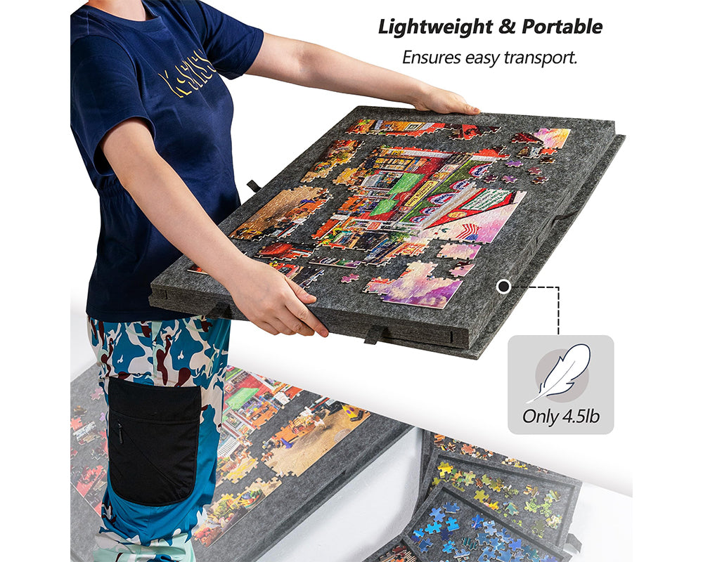 Tilting Portable Jigsaw Puzzle Table with 2 in 1 Stand & Cover Lightweight Felt Puzzle Board with 6 Drawers