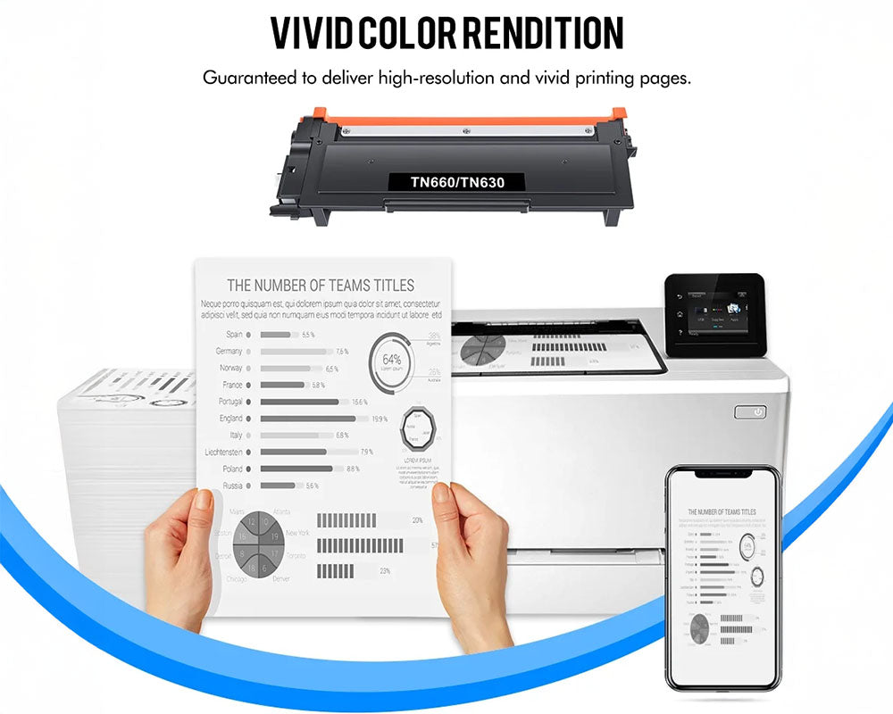 Toner Cartridge Compatible for Brother TN660 TN630 2Pack