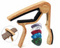 Guitar Capo for Acoustic and Electric Guitars Burlywood Finish with 5 Picks