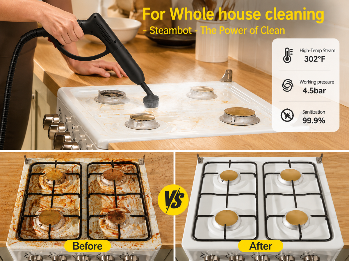 Portable Handheld Steam Cleaner 1800W Multifunctional High Temperature Pressurized Steam Cleaning Machine