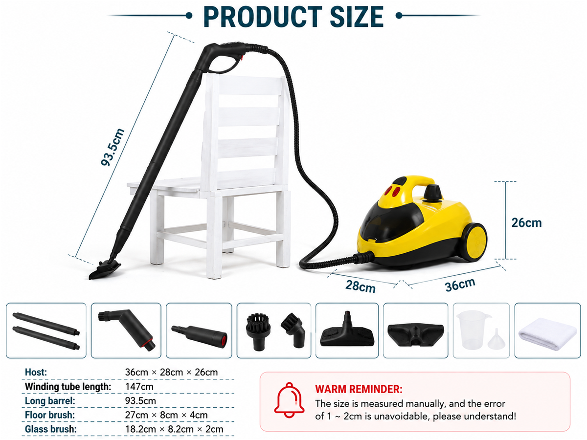 Portable Handheld Steam Cleaner 1800W Multifunctional High Temperature Pressurized Steam Cleaning Machine