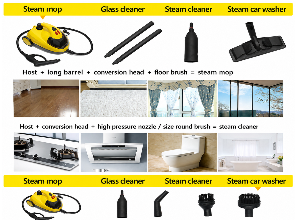 Portable Handheld Steam Cleaner 1800W Multifunctional High Temperature Pressurized Steam Cleaning Machine
