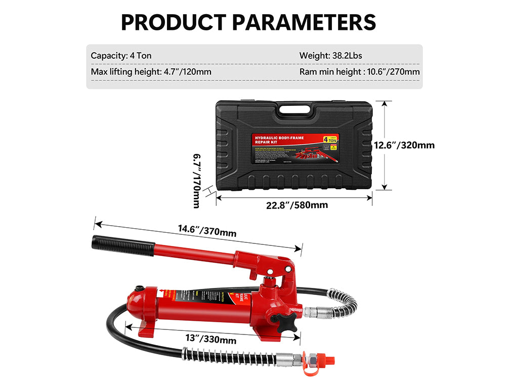 4 Ton Portable Hydraulic Auto Body Repair Kit