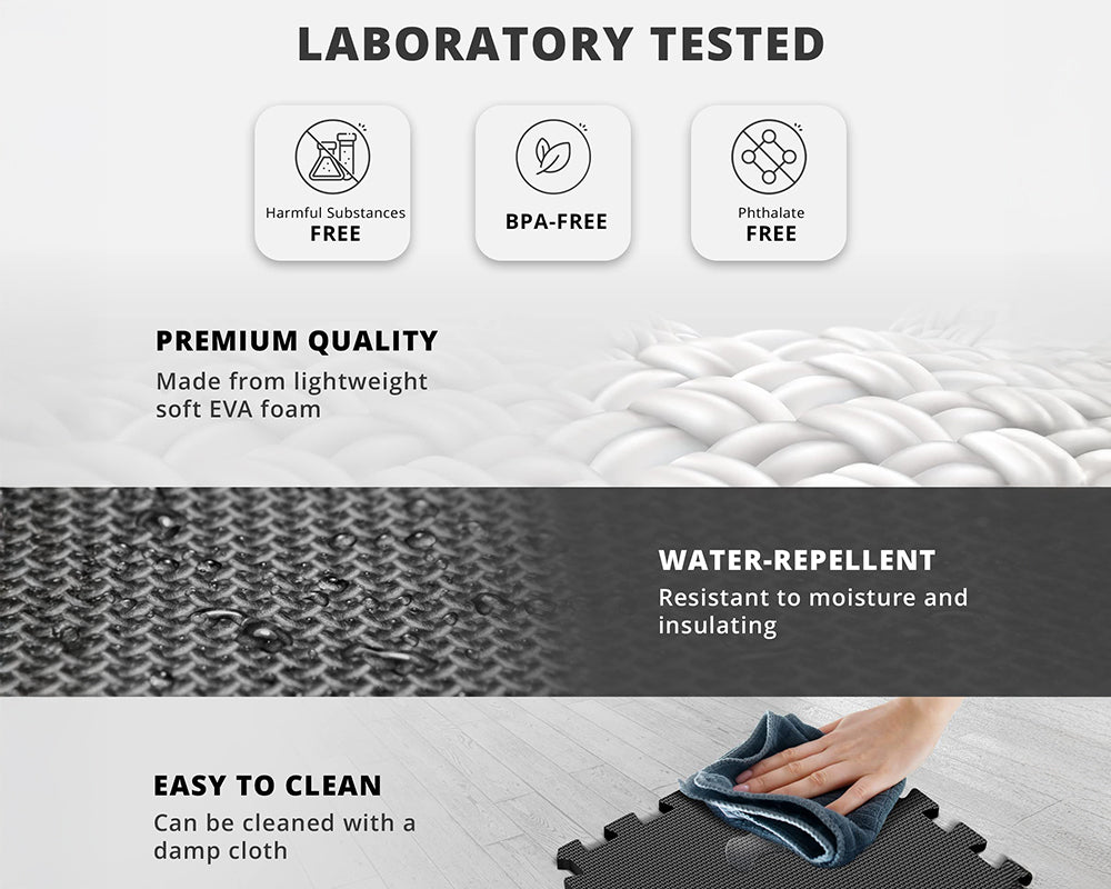 Gym Flooring Mat 18 Piece Interlocking EVA Foam Tiles for Home Gym, Garage, Fitness & Workout Spaces