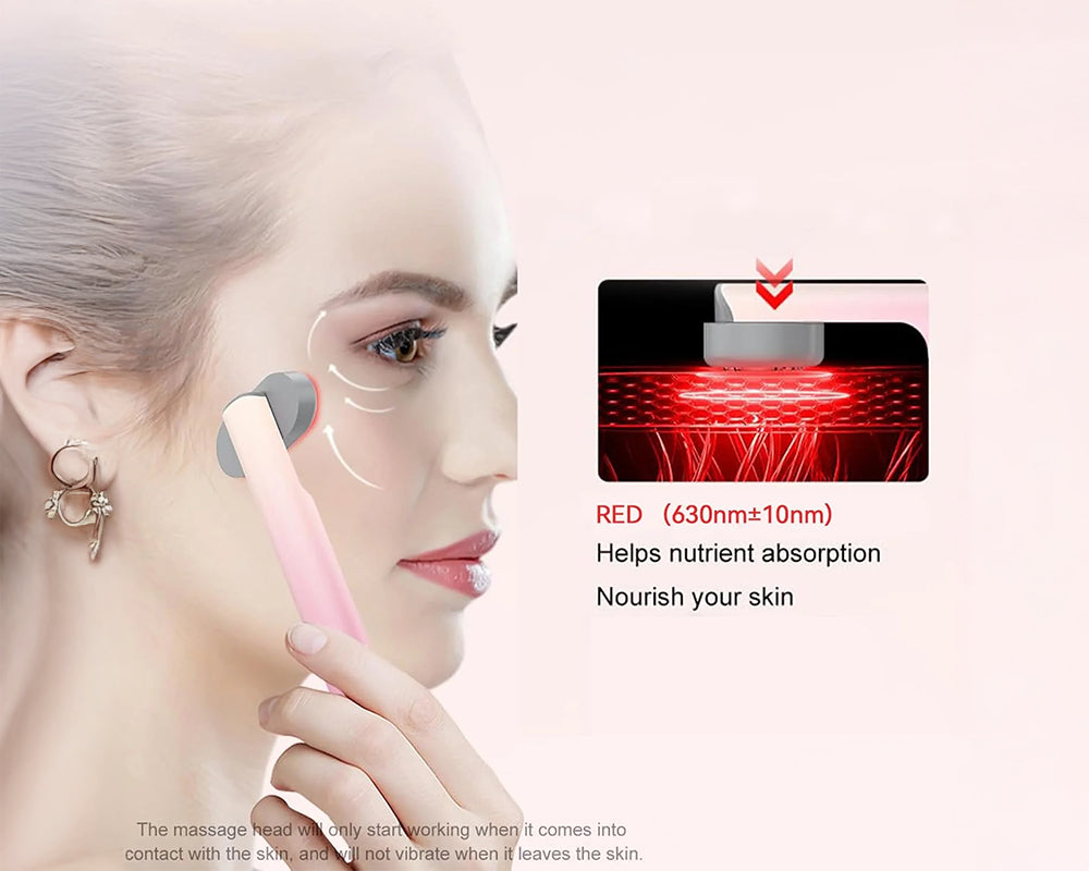 Pink Purple 7 in 1 LED Skincare Wand Red Light Therapy for Face and Eyes