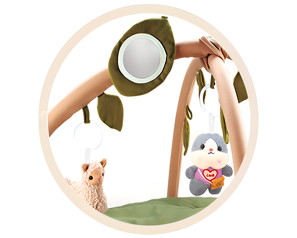 Baby Play Gym & Activity Mat Oversized Leaf Shaped Tummy Time Mat with 6 Detachable Toys