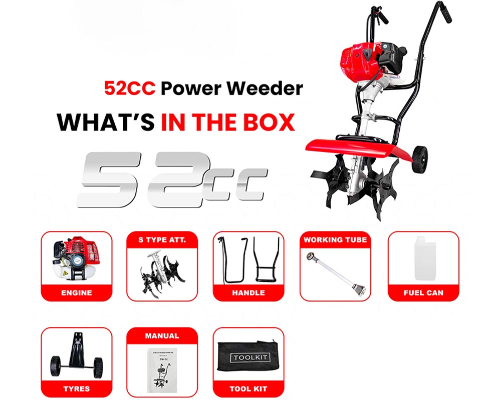 52CC Petrol Engine Cultivator Tiller Powerful Weeder for Farming and Gardening