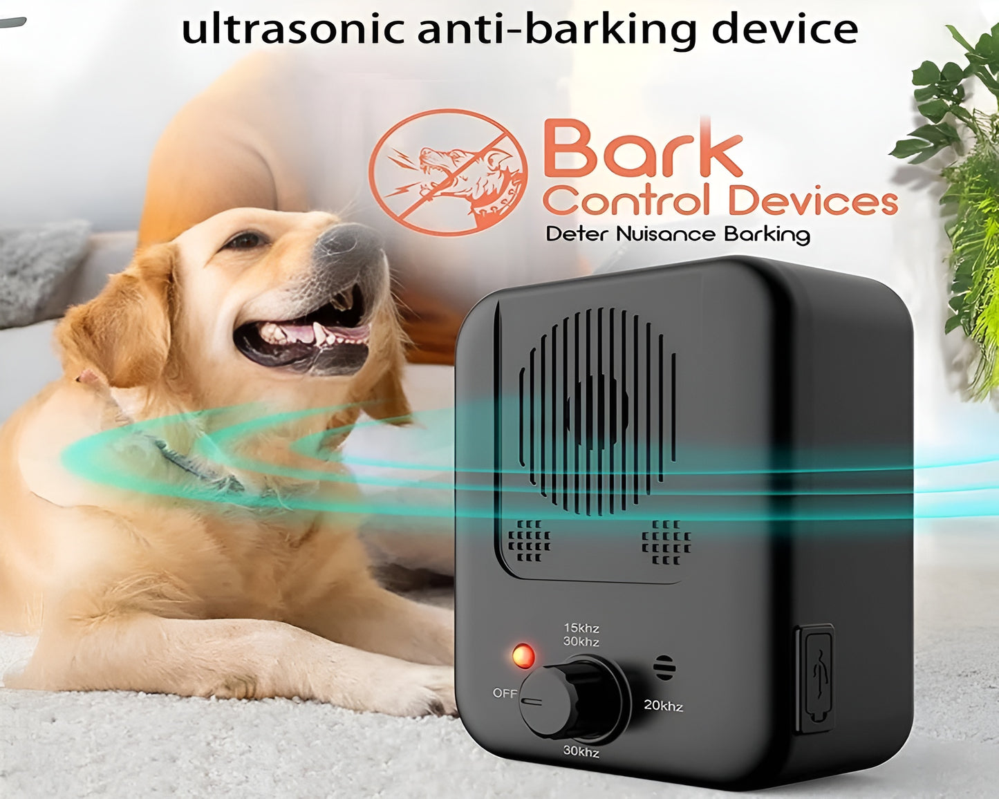 Dog Bark Control Ultrasonic Anti Barking Device with 3 Modes, Rechargeable