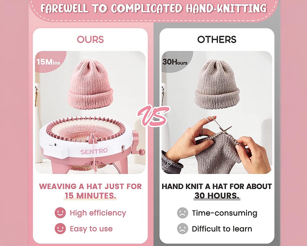 Knitting Machine 48 Needle Round Smart Weaving Loom with Row Counter