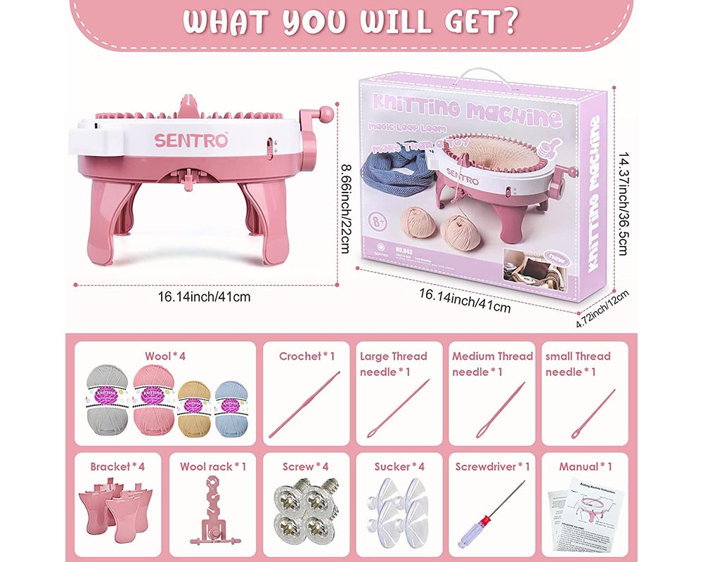 Knitting Machine 48 Needle Round Smart Weaving Loom with Row Counter