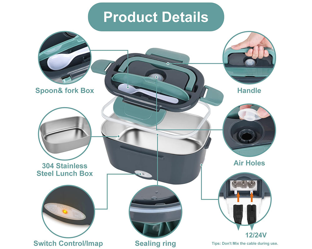 Electric Lunch Box Food Heater  3 in 1 Ultra Quick Heated Lunch Box for Adults