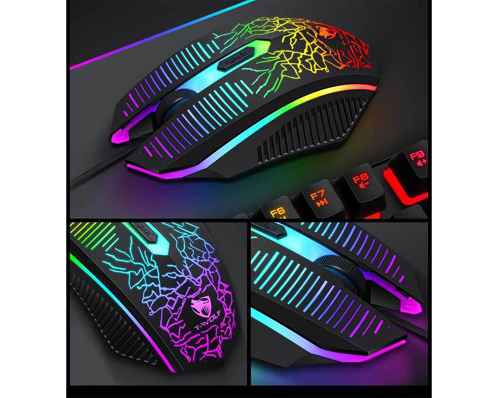 Gaming Keyboard and Mouse Combo with Headset and Mouse Pad 4 in 1 RGB Backlit Set