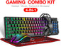 Gaming Keyboard and Mouse Combo with Headset and Mouse Pad 4 in 1 RGB Backlit Set