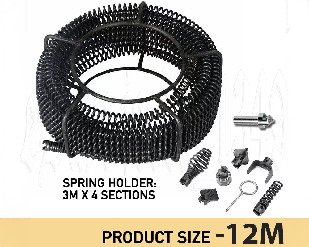 12M Pipeline Sewer Cleaner with 6 Interchangeable Drill Bits