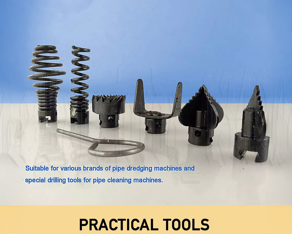 12M Pipeline Sewer Cleaner with 6 Interchangeable Drill Bits
