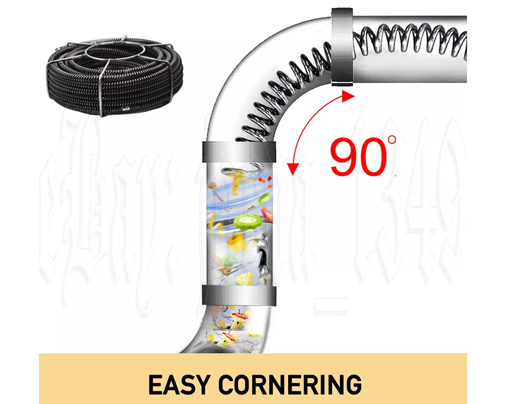 12M Pipeline Sewer Cleaner with 6 Interchangeable Drill Bits