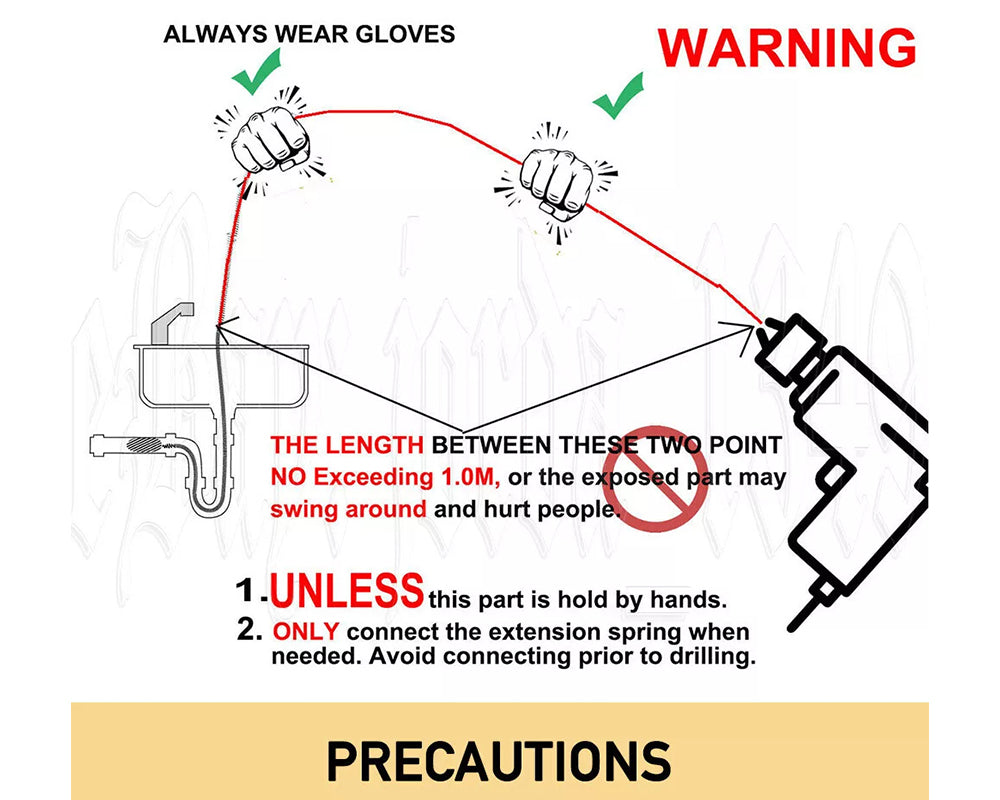 12M Pipeline Sewer Cleaner with 6 Interchangeable Drill Bits