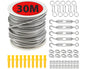 Wire Rope Kit 30M Stainless Steel Cable Kit Heavy-Duty Hanging Garden Railing Roll