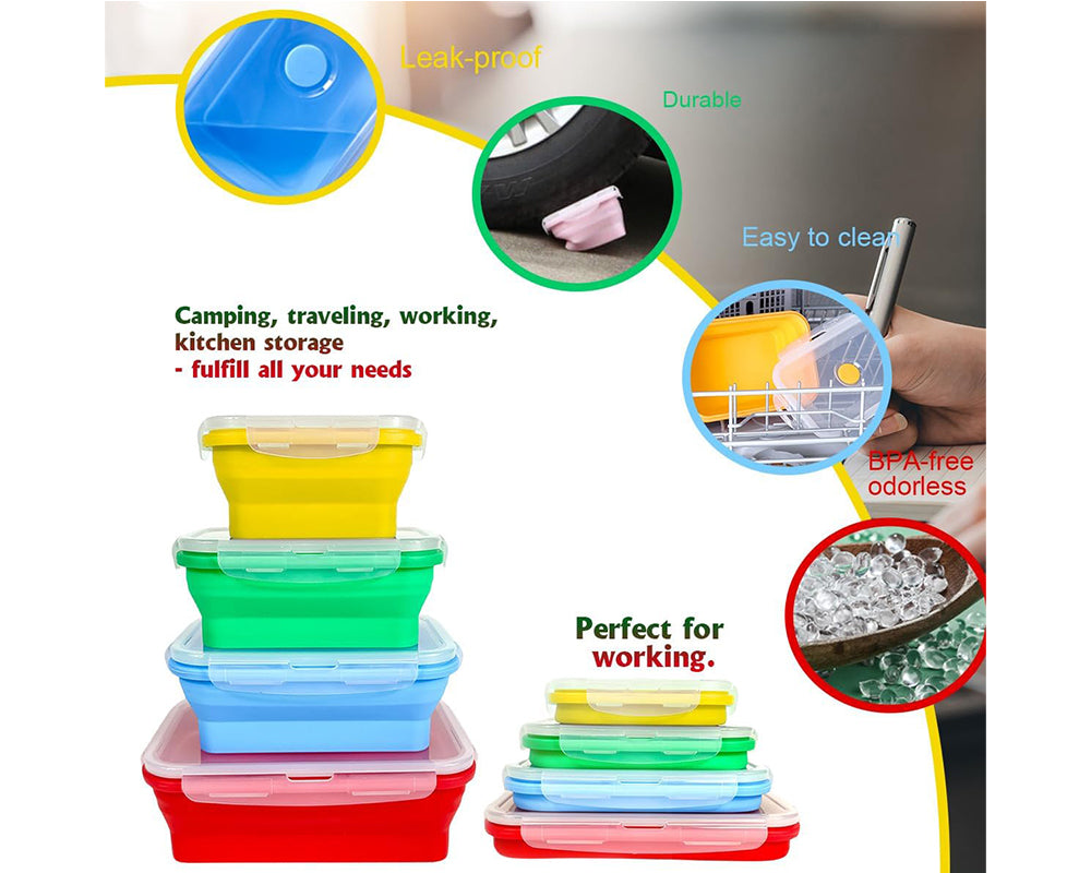 Collapsible Food Storage Containers Set Silicone Airtight Containers