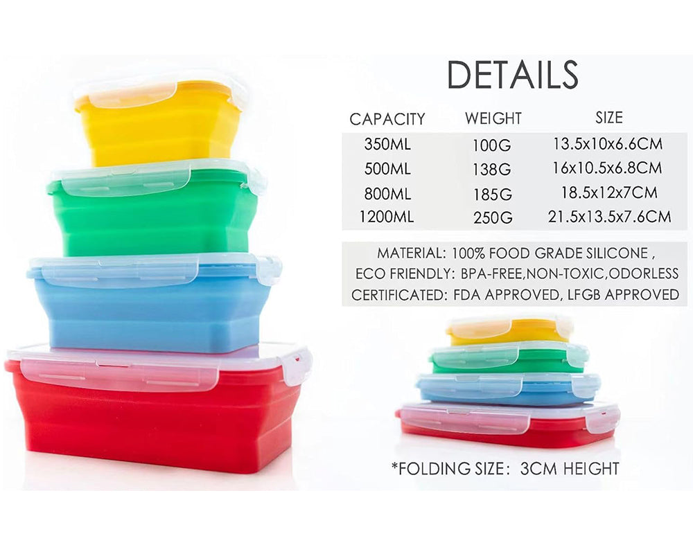 Collapsible Food Storage Containers Set Silicone Airtight Containers