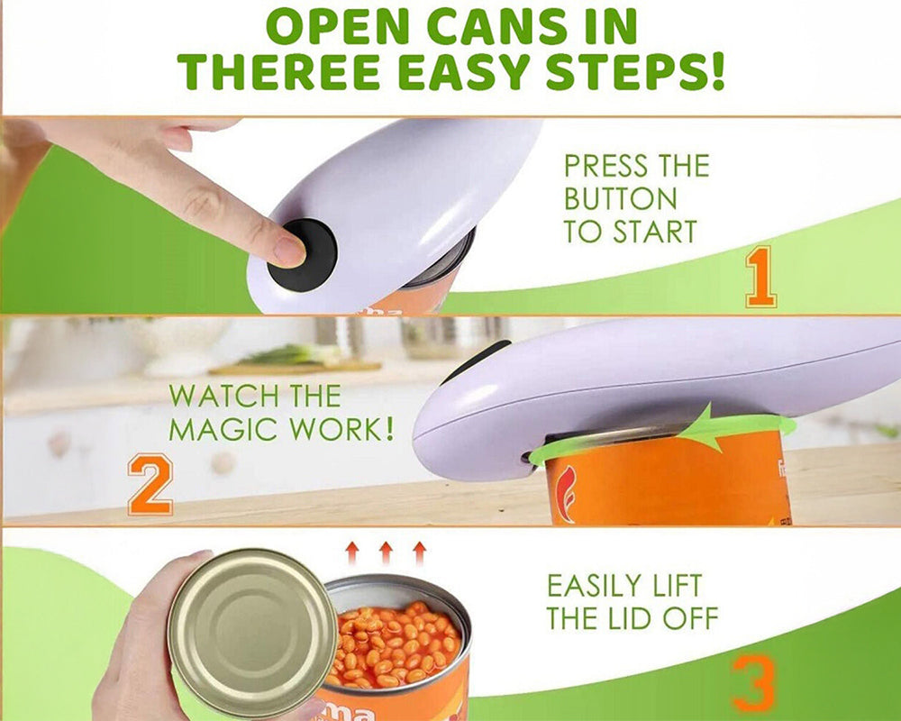 Electric Can Opener One Touch Automatic Bottle and Jar Opener for Easy Kitchen Use