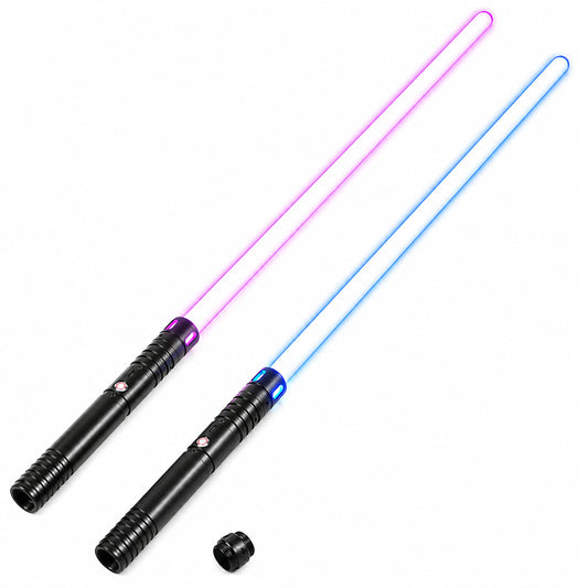 2 in 1 RGB Dueling Lights Set with Alloy Handles 15 Colors Sound Effects and Connectable Double Blade