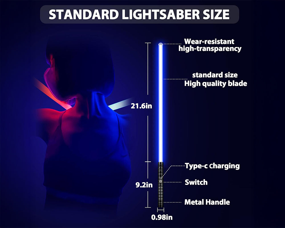 RGB Alloy Handle Light sabers with 15 Colors, 4 Modes & USB Rechargeable Design