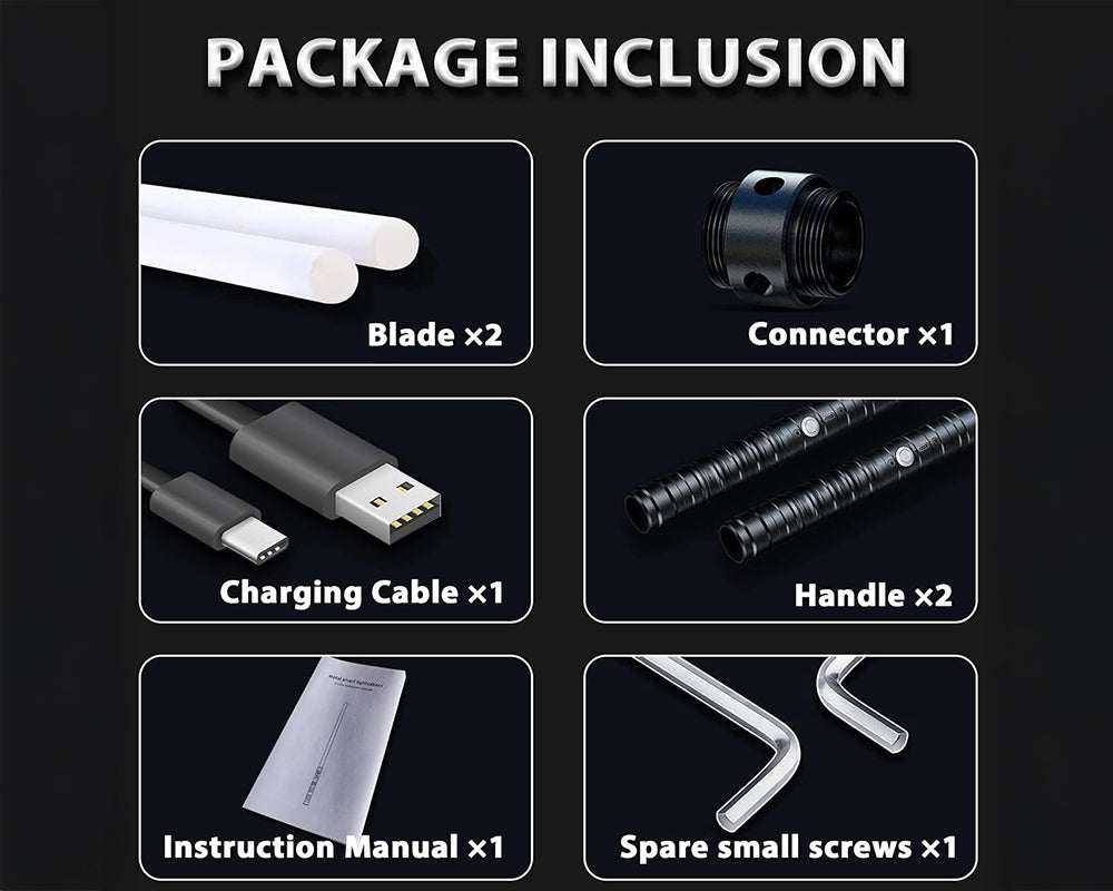 RGB Alloy Handle Light sabers with 15 Colors, 4 Modes & USB Rechargeable Design