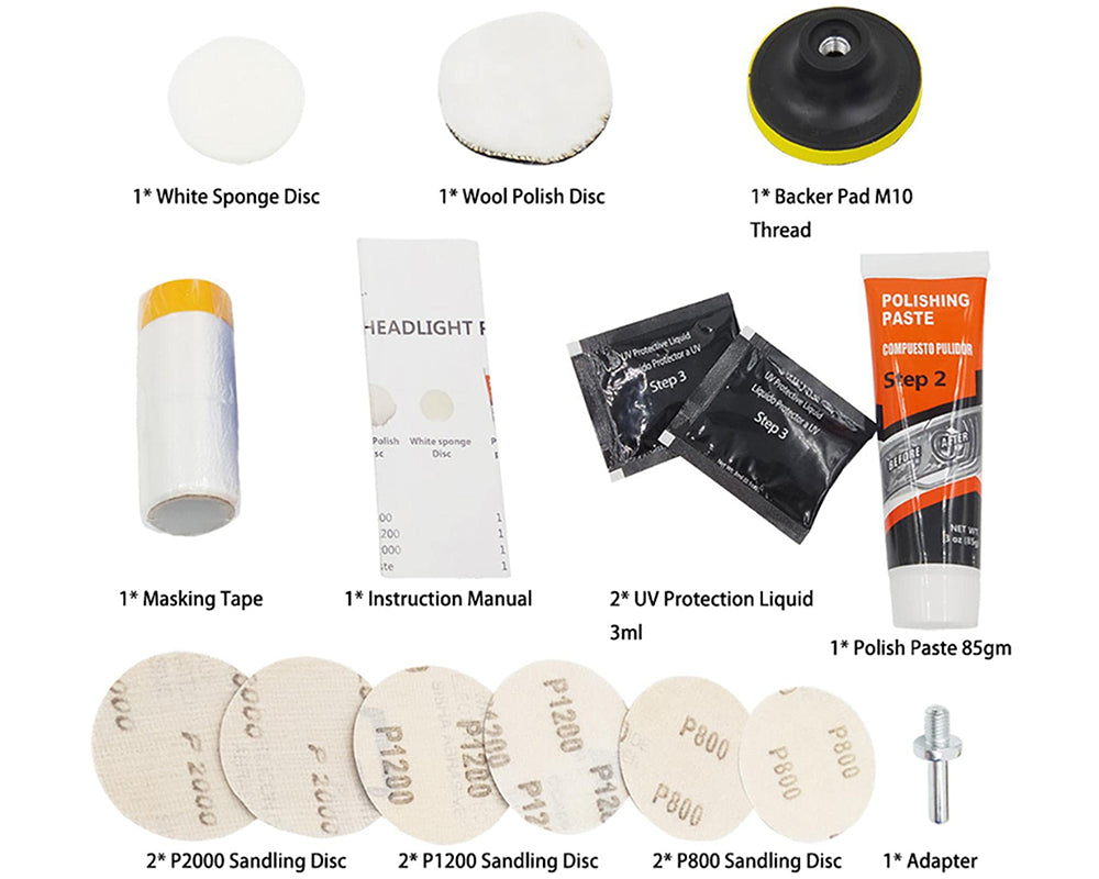 14 Piece Headlight Restoration Kit – DIY 14 Piece Headlight Restoration Kit