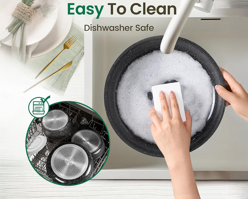 Ceramic Cookware Set Non Toxic with Detachable Handles 19 Pcs