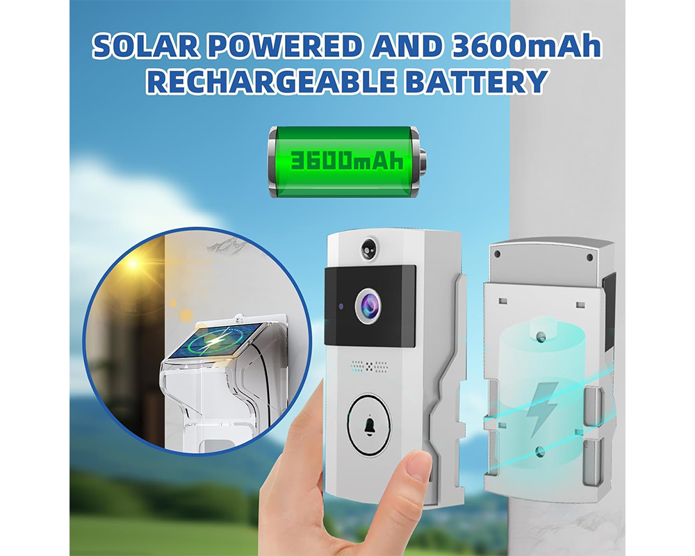 Rechargeable Video Doorbell – 1080P Rechargeable Video Doorbell with Solar Cover